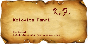 Kolovits Fanni névjegykártya