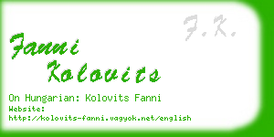 fanni kolovits business card